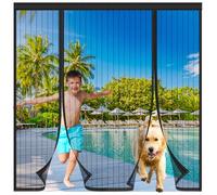 Magnetic Fly Screen Door,Reinforced Polyester Double Door Screen Curtain,Anti Mosquito Mesh Fly Curtain,Heavy Duty Bug Mesh Curtain for Sliding Door, Patio, Bedroom-Hands Free,Black,280x180cm