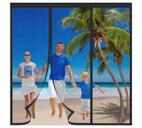 Magnetic Fly Screen Door,Reinforced Polyester Double Door Screen Curtain,Anti Mosquito Mesh Fly Curtain,Heavy Duty Bug Mesh Curtain for Sliding Door, Patio, Bedroom-Hands Free,Pets Friendly,150x180cm