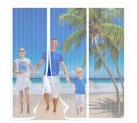 Magnetic Fly Screen Door,Reinforced Polyester Double Door Screen Curtain,Anti Mosquito Mesh Fly Curtain,Heavy Duty Bug Mesh Curtain for Sliding Door, Patio, Bedroom-Hands Free,White,200x180cm