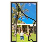 Magnetic Fly Screen Door Side Opening 140x185cm Fly Screens for Windows with Full Frame Magic Tape Close Automatically Keep Bugs Out＆Lets Fresh Air in for Balcony Living Room Black
