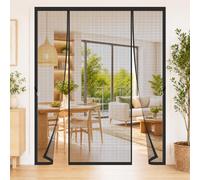 Magnetic Fly Screen Door Side Opening for Double Doors 145x200cm Double Door Fly Insect Screen Curtain Anti Mosquito Bugs Custom Sizes for Traditional Victorian and Edwardian Doors Black
