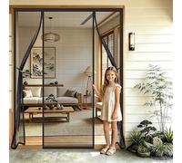 Magnetic Fly Screen Door Side Opening for Double Doors Black 230x210cm Double Door Curtain Anti Mosquito Self-Sealing with Full Frame Hook&Loop EZ Install Magnetic for Doors