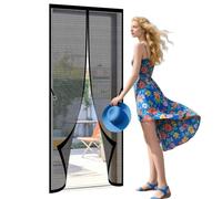Magnetic Fly Screen Doors 109 x 186 cm Self Sealing Magnetic Fly Screen Door Curtain Shuts Automatically Easy to Install Without Drilling for Living Room, Bedroom, Patio, Black