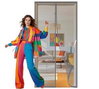 Magnetic Fly Screen Doors 110 x 264 cm Automatically Closes Flyscreen French Doors Keep Bugs Out Lets Fresh Air for Living Room, Bedroom, Patio, Grey