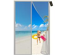 Magnetic Fly Screen Doors Grey 220x205cm Mesh Fly Curtain Mosquito Net for Windows Automatic Closure Keep Bugs/Flys/Mosquitoes Out