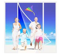 Magnetic Fly Screen Double Door 120x200cm Double Opening Mesh Net Curtain Closure Automatically Hands Free Keep Away from Mosquitoes for Entry Exterior Door Kitchen Patio White