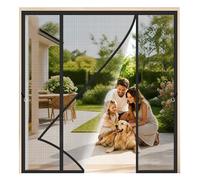 Magnetic Fly Screen Double Door Curtain Black 185x230cm Simple Application Suitable for Any Standard Door Frame for Narrow-Boat Side Doors or Wide Campervan Entries