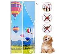 Magnetic Fly Screen for 145 x 200 cm Door - Heavy Duty Mesh Curtain with Full Frame Hook and Loop and Powerful Magnets That Snap Shut Automatically White