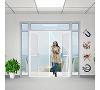 Magnetic Fly Screen for Door, 145x190cm Heavy Duty Mesh Curtain with Powerful Magnets that Snap Shut Automatically, Tough and Durable(White)