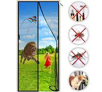 Magnetic Fly Screen for Door - Heavy Duty Mesh Curtain 90 x 200 cm with Full Frame Hook and Loop and Powerful Magnets That Snap Shut Automatically Black