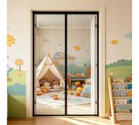 Magnetic Fly Screen for Doors 108 x 260 cm with Powerful Magnets and Full Frame Adhesive Strips, Hands-Free Closing Heavy Duty Door for Living Room Kitchen Patio, Black