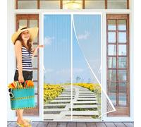 Magnetic Fly Screen for Doors 113 x 200 cm Screen Mesh Curtain Easy to Install Without Drilling Fully Self Seal Automatically for Balcony and Patio Doors, White