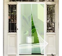 Magnetic Fly Screen for Doors 116 x 200 cm Insect Mesh for Keeping Out Flies & Bug No Drilling Powerful Magnets for Balcony, Terrace, Cellar, Bedroom and Sliding Doors, White