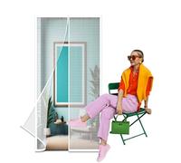 Magnetic Fly Screen for Doors 124 x 281 cm No Drilling Heavy Duty Mesh Screen Doors Magnets Hands Free Mesh Curtain for Balcony Living Room Children's Room, White