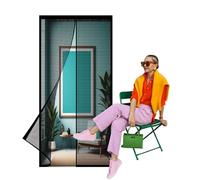 Magnetic Fly Screen for Doors 126 x 276 cm No Drilling Heavy Duty Mesh Screen Doors Magnets Hands Free Mesh Curtain for Balcony Living Room Children's Room, Black