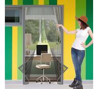 Magnetic Fly Screen for Doors 138 x 205 cm Thickened Heavy Duty Pet Screen Door Keep Bugs Out & Lets Fresh Air in for French Door, Grey