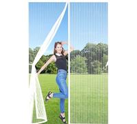 Magnetic Fly Screen for Doors 157x207cm(WidthxHigh) Durable, Keeps Bugs Out, Kid and Pet Friendly Anti Mosquito Fly Curtain Door Screens Nets Hundreds of Sizes, Lets Fresh Air in, White