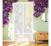 Magnetic Fly Screen for Doors 99 x 220 cm Hundreds of Sizes, Anti Mosquito Mesh Curtain with Powerful Magnets Curtain Fly Curtains for Living Room Kitchen Patio, White
