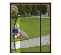 Magnetic Fly Screen for Double Doors 150x220cm,Heavy Duty Mesh Curtain with Side Hooks & 4cm Wide Top Magic Tape,Without Drilling,Fly Net for Patio & French Doors,Black