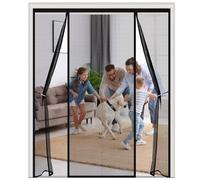 Magnetic Fly Screen for Double Doors,185x190cm Heavy Duty Polyester Mesh Door Curtain, Silent Self-Closing with Double-Sided Opening, 4cm Wide Top Tape,Pet Friendly,Black