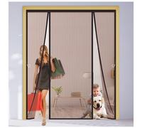 Magnetic Fly Screen for Double Doors, Anti-Mosquito Mesh Curtain with 4cm Widened Top Seal, Hands-Free Automatic Closure, No-Drill Installation for French, Patio & Sliding Doors,185x260cm,Brown
