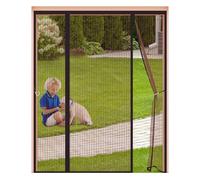 Magnetic Fly Screen for Double Doors,Mosquito Net Hands-Free Pet & Kid Friendly, 4cm Widened Top Hook & Loop, Heavy Duty Mesh Curtain for Patio, French & Sliding Doors,150x200cm,Brown