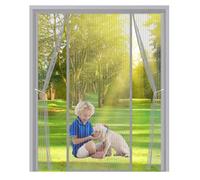 Magnetic Fly Screen for Double Patio Doors 155x200cm,Anti Mosquito Mesh Fly Curtain with Powerful Magnets and Full Frame Magic Tape,Magnetic Door Curtain for French and Sliding Doors,Grey