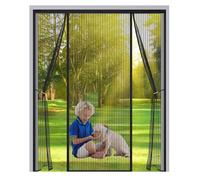 Magnetic Fly Screen for Double Patio Doors 175x235cm,Anti Mosquito Mesh Fly Curtain with Powerful Magnets and Full Frame Magic Tape,Magnetic Door Curtain for French and Sliding Doors,Black