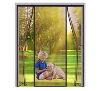 Magnetic Fly Screen for Double Patio Doors 235x225cm,Anti Mosquito Mesh Fly Curtain with Powerful Magnets and Full Frame Magic Tape,Magnetic Door Curtain for French and Sliding Doors,Brown