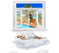 Magnetic Fly Screen for Window 120 x 150 cm 100% Fibreglass Fly Mesh Net with Hook and Loop Powerful Magnets Snap Shut Automatically Suit to Sliding Door, French Door, Conservatory(White)