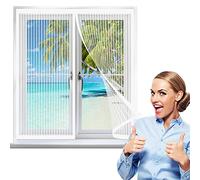 Magnetic Fly Screen for Window Mesh 110 x 120 cm, Heavy Duty Bug Mesh Curtain, Keep Insects Out for Window, Window Transparent Fly Screen, White