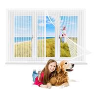 Magnetic Fly Screen for Window Mesh 155 x 165 cm, Patio Curtain Insect Mesh, Easy to Install for Balcony Children's Room Window, White