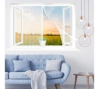 Magnetic Fly Screen for Window Mesh, 80 x 100 cm Patio Curtain Insect Mesh, Durable Transparent for Front Window and Home Outside Kids Pets, White