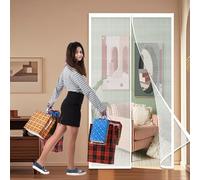 Magnetic Fly Screen for Windows 177 x 205 cm Mesh Curtain No Drilling Top to Bottom Seal Automatically for Balcony, Terrace, Cellar, Bedroom and Sliding Doors, White