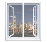 Magnetic Fly Screen for Windows 80 x 115 cm Insect Mesh Window Nets Mosquito Bug Protection Without Drilling Easy to Install Fly Net for Windows for Windows Doors Patio, White