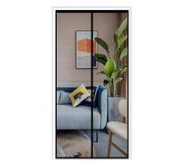 Magnetic Fly Screen Mesh Door, 90cm (Width) x 185cm (Height) Insect Protection Door Net Keep Insects Out, Install Without Drilling, Fly Insect Screen Door for Balcony Doors Patio (Black)