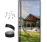 Magnetic Fly Screen, Side Opening Fly Screen Balcony Door, Self-Adhesive, No Drilling, Insect Protection, Fly Curtain Made of Fibreglass Net, Black, with Adhesive Tape (Black, 100 x 210 cm)