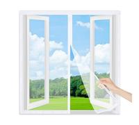 Magnetic Fly Screen Window, 100x140cm Fly Screen Net with Full Frame Hook and Loop, Easy Install Magnetic Mosquito Net for Windows, Keep Insects Out,White