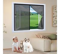 Magnetic Fly Screen Window 102 x 118 cm Window Netting for Insects Keep Bugs Out Keep Fresh Air Circulating No Drilling Or Screwing with Self-Adhesive Tapes, Black
