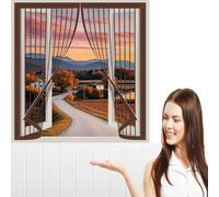 Magnetic Fly Screen Window 104 x 60 cm Keep The Indoor Air Fresh Fly Screen for Windows Full Frame Magic Tape Suitable for Most Types of Windows Or Doors, Brown