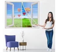 Magnetic Fly Screen Window, 110x120 cm Anti Mosquito Mesh Curtain with Powerful Magnets, Insect Protection Window for Anti Mosquito or Anti Pest Magnetic Soft Window, White P