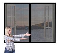 Magnetic Fly Screen Window 112 x 112 cm Mosquito Net for Windows Without Drilling Lets Fresh Air in for French Doors Sliding Glass Doors Patio, Black