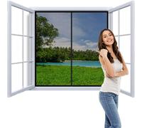 Magnetic Fly Screen Window 115x120cm Magnetic Window Curtains Fly Screen Anti Mosquito Mesh Curtain Full Frame Magic Tape Drill Free Installation Keep Fresh Air in Bugs Out Black