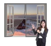 Magnetic Fly Screen Window 130 x 65 cm with Selfadhesive Selfadhesive Window Guard Screen Excellent Ventilation While Blocking Bugs for Windows Doors and Patio Screens, Grey