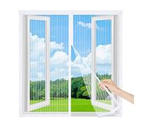 Magnetic Fly Screen Window 130x110cm,Easy Install Magnetic Insect Screen, Removable Mesh Fly Screen for Windows, Anti-Mosquito Fly Net, Keep Bugs Out,White