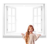 Magnetic Fly Screen Window 130x150cm Screen Door Heavy Duty Mesh Window Curtain for Patio Balcony Garden Powerful Magnets Automatically Close Easy to Install，Keep Bugs Out & Lets Fresh Air in White