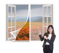 Magnetic Fly Screen Window 135 x 165 cm Selfadhesive Tape Mesh Mosquito Bug Net for Windows Easy Install for Living Room Bedroom Offfice, White