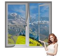 Magnetic Fly Screen Window 135 x 175 cm with Selfadhesive Window Nets Insects Excellent Ventilation While Blocking Bugs for Windows Doors and Patio Screens, Grey