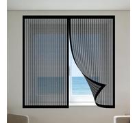 Magnetic Fly Screen Window 150 x 175 cm with Selfadhesive Fly Screen for Window Fine Mesh Design Prevents Tiny Insects from Entering for Living Room Bedroom Offfice, Black