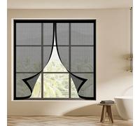 Magnetic Fly Screen Window 150 x 60 cm Selfadhesive Tape Magnetic Window Screen Insect Mesh Excellent Ventilation While Blocking Bugs for Windows Doors and Patio Screens, Black